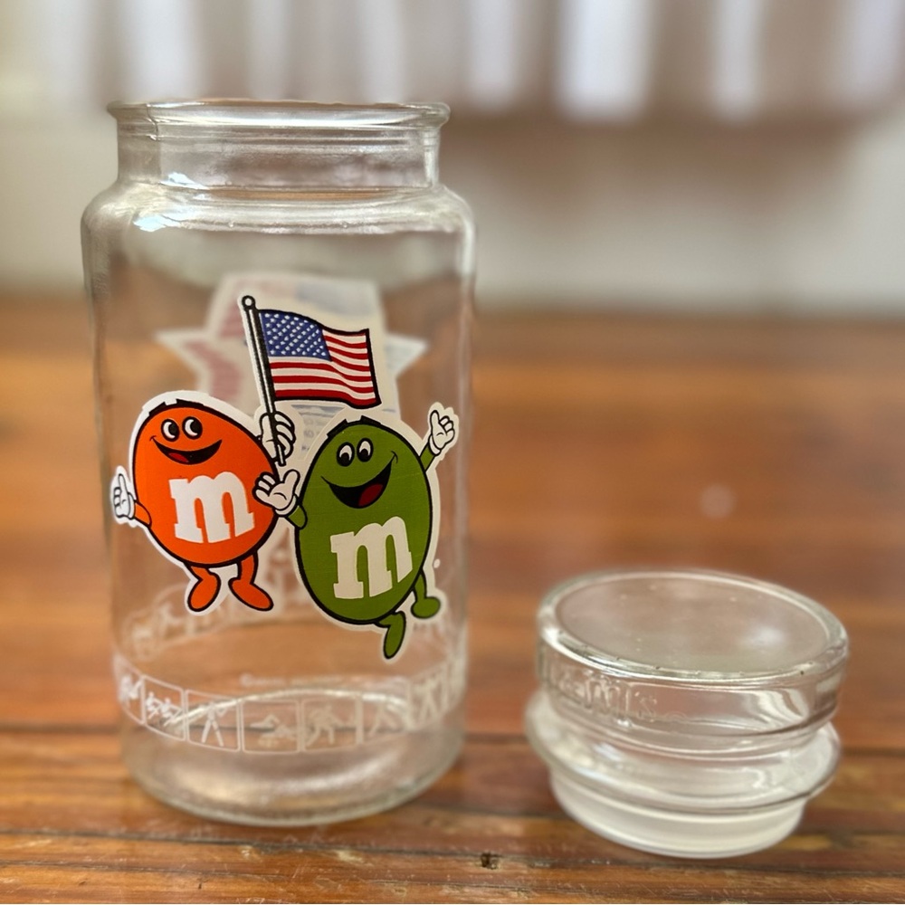 Vintage 80s Anchor Hocking M&Ms x L.A. Olympic Committee glass candy jar